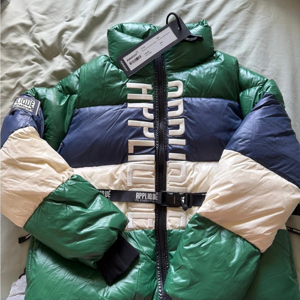 Women's Green and Blue Puffer Jacket